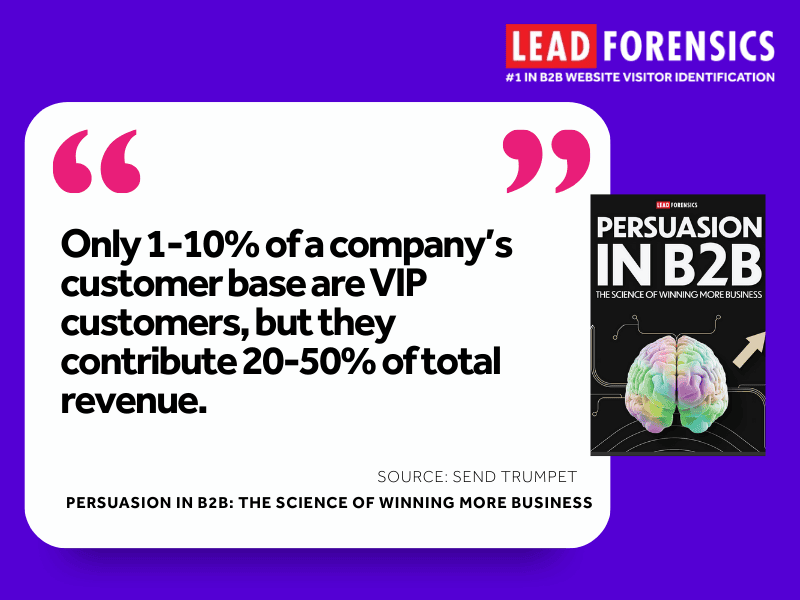 quote reads: Only 1-10% of a company’s customer base are VIP customers, but they contribute 20-50% of total revenue.